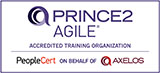karriere tutor Ein Logo mit dem Text „PRINCE2 Agile Accredited Training Organization“ in Lila und den Logos „PeopleCert“ und „Axelos“ darunter. Der Hintergrund ist weiß mit einem rechteckigen Rand.